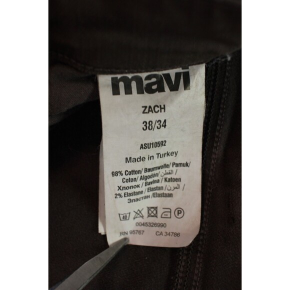 Mavi Men Jeans Brown Zach Straight Leg Denim Stretch Pocket Dark Wash Size 38x34 - Picture 10 of 11